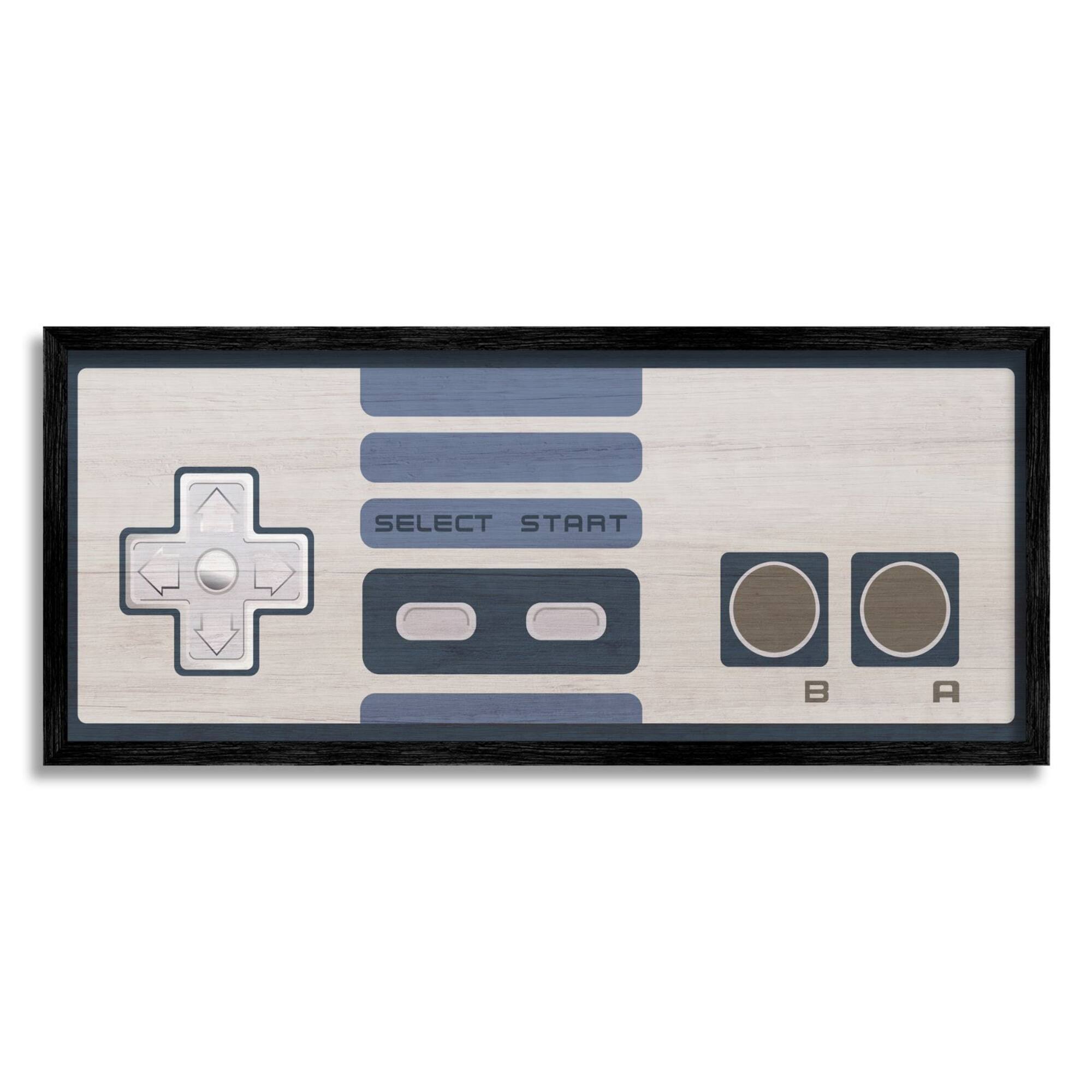 Stupell Industries Vintage Video Game Entertainment System Classic Controller Blue Framed Wall Art